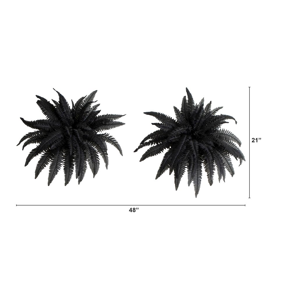 40in. Artificial Halloween Black Boston Fern - Set of 2. Picture 1