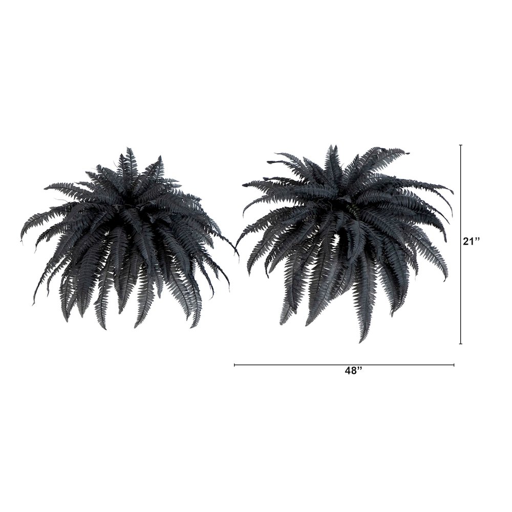 48in. Artificial Halloween Black Boston Fern - Set of 2. Picture 3