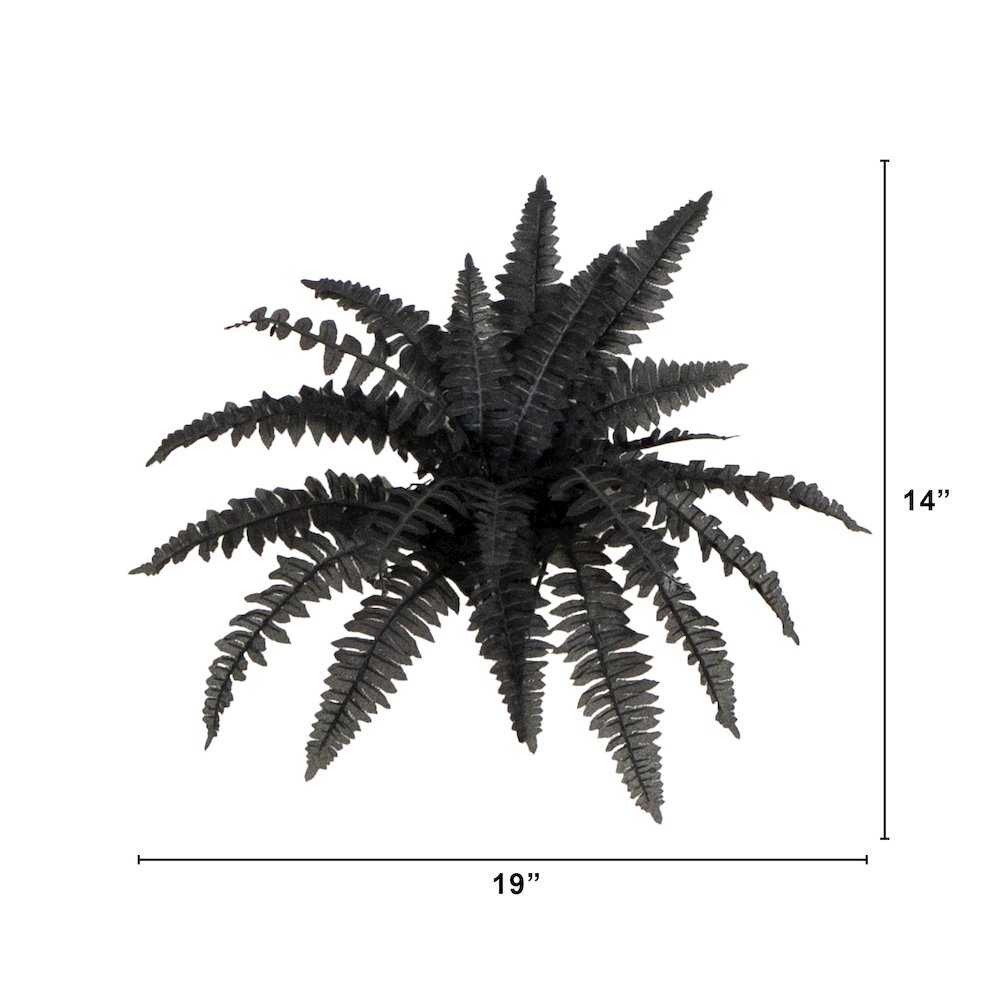 19in. Artificial Halloween Black Boston Fern - Set of 6. Picture 5