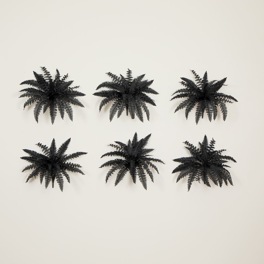 19in. Artificial Halloween Black Boston Fern - Set of 6. Picture 3