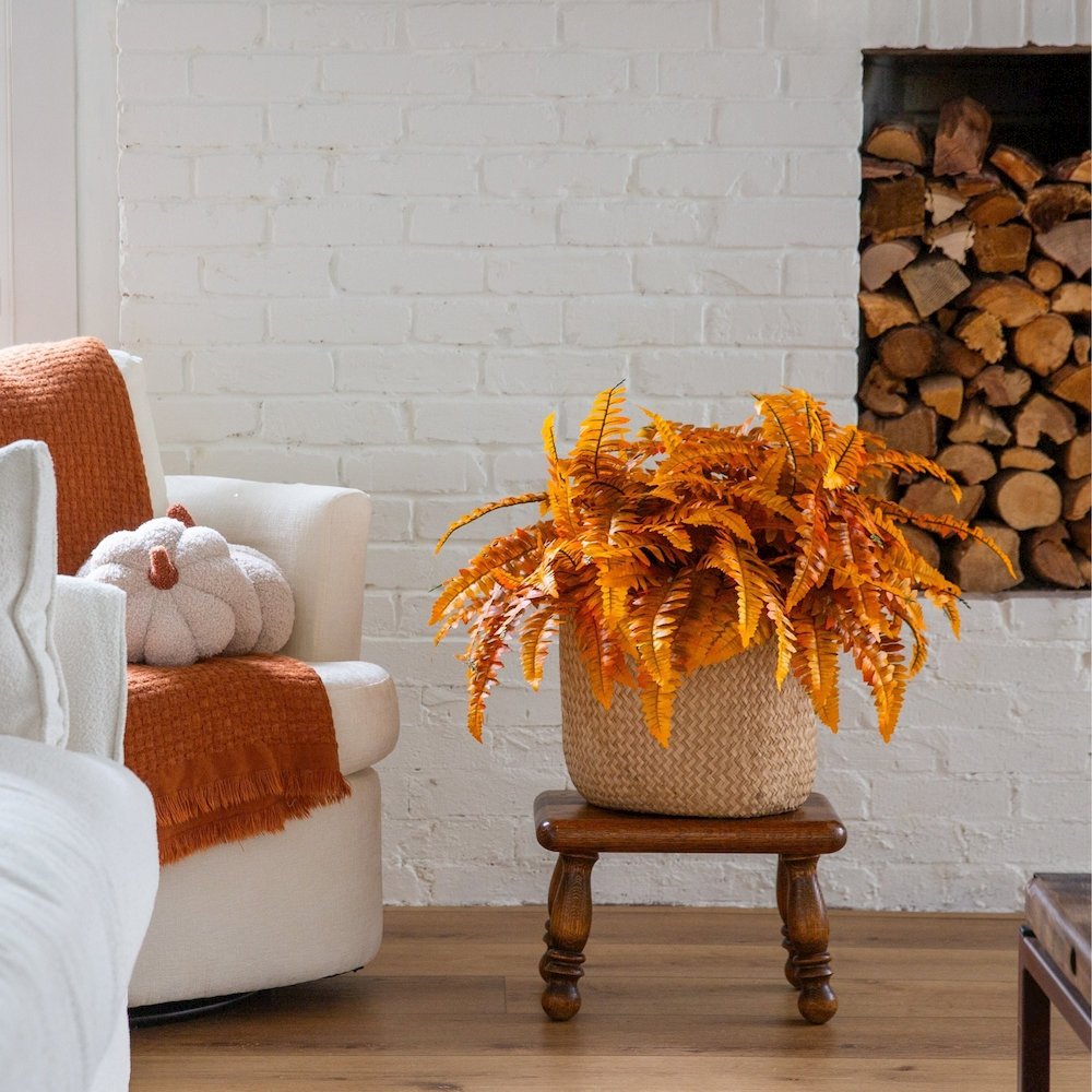 19in. Autumn Artificial Fall Boston Fern - Set of 6. Picture 7