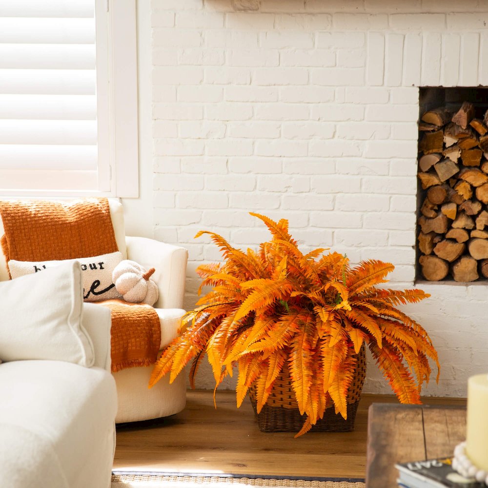 48in. Autumn Artificial Fall Boston Fern - Set of 2. Picture 7