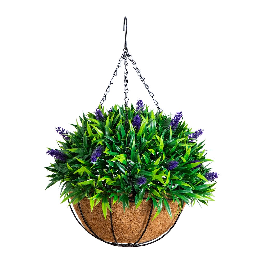 18in. UV Resistant Artificial Lavender Hanging Basket (Indoor/Outdoor). Picture 6