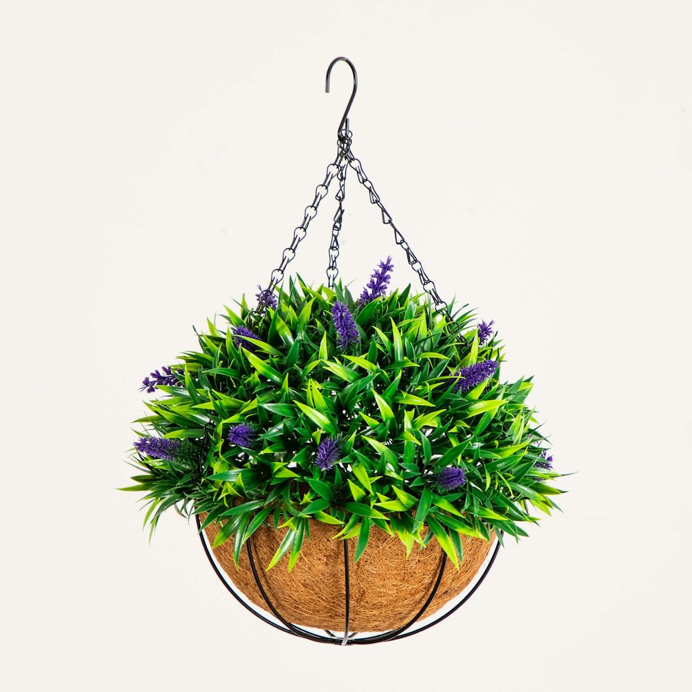18in. UV Resistant Artificial Lavender Hanging Basket (Indoor/Outdoor). Picture 9