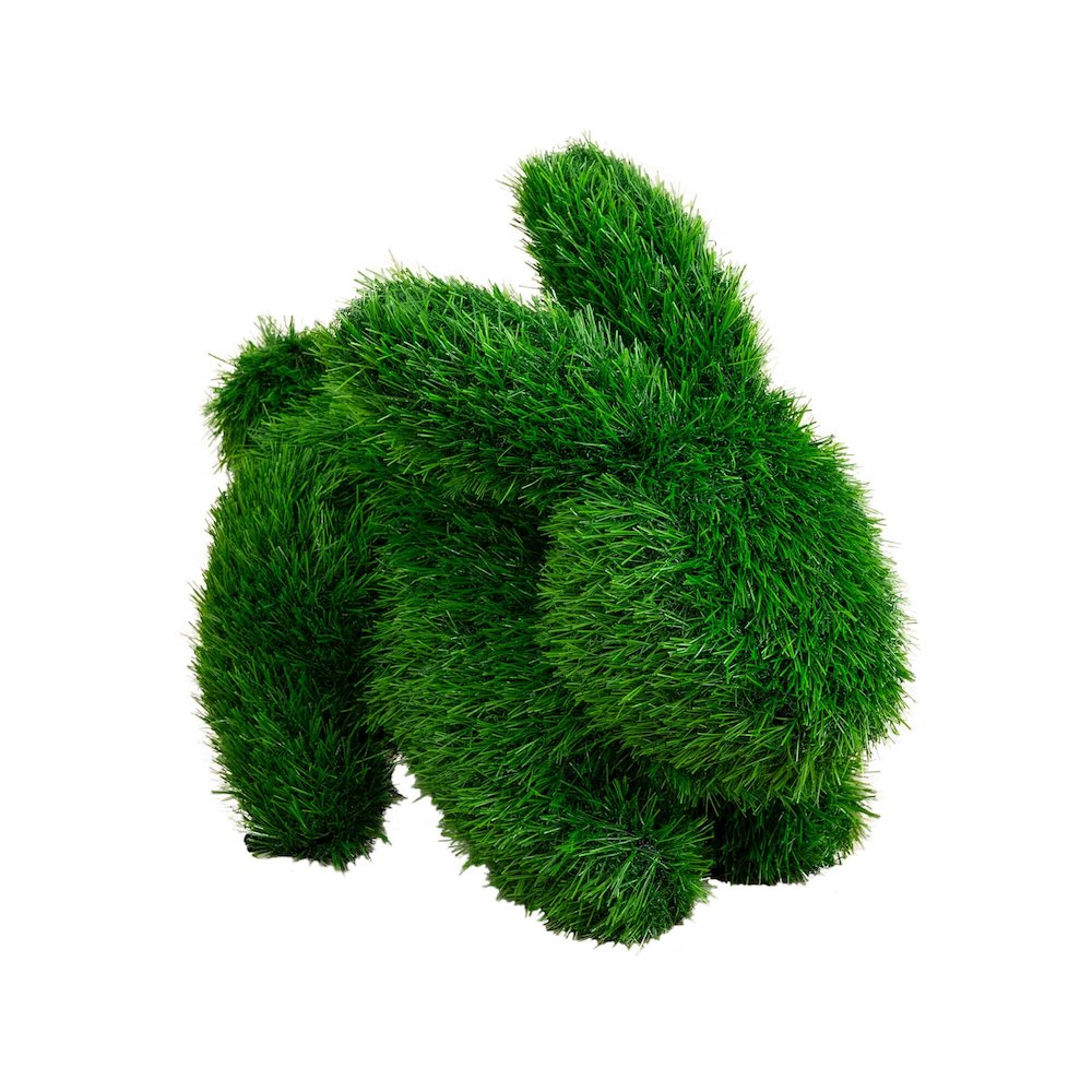 14in. UV Resistant Artificial Grass Garden Plush Topiary Bunny Rabbit. Picture 1
