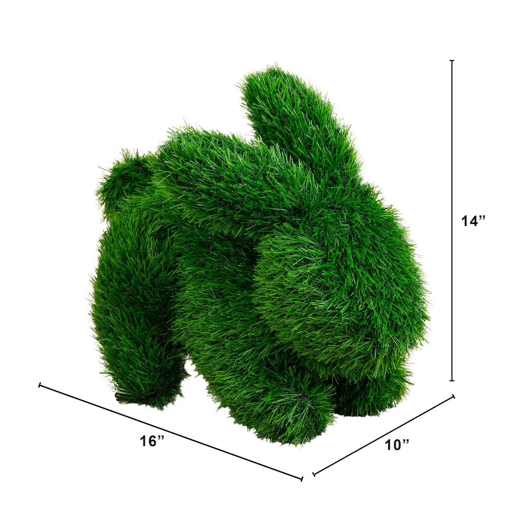 14in. UV Resistant Artificial Grass Garden Plush Topiary Bunny Rabbit. Picture 11