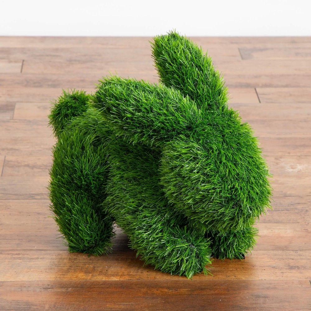 14in. UV Resistant Artificial Grass Garden Plush Topiary Bunny Rabbit. Picture 2