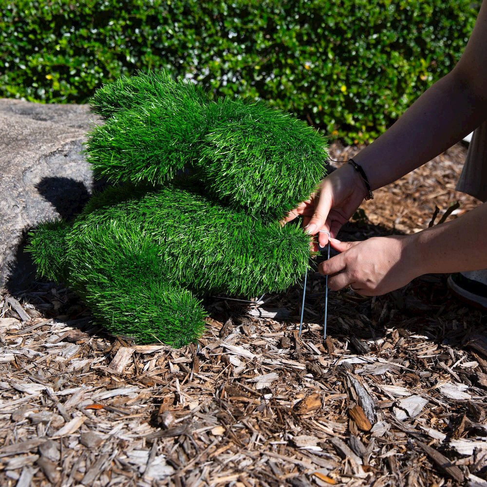 14in. UV Resistant Artificial Grass Garden Plush Topiary Bunny Rabbit. Picture 3