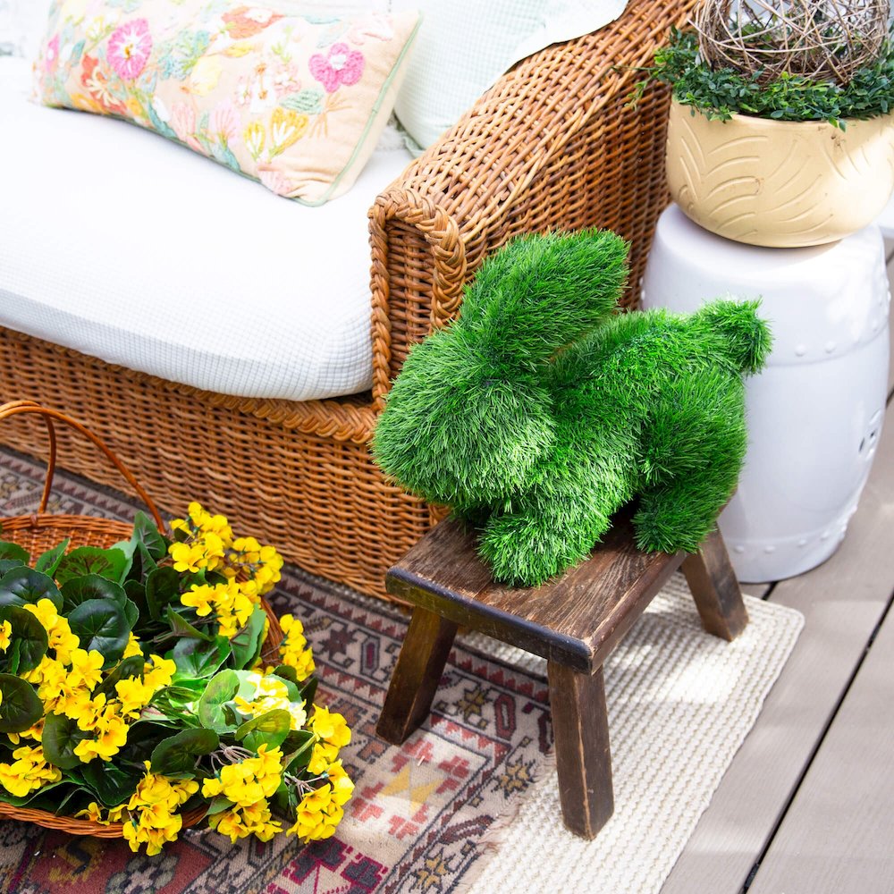 14in. UV Resistant Artificial Grass Garden Plush Topiary Bunny Rabbit. Picture 6