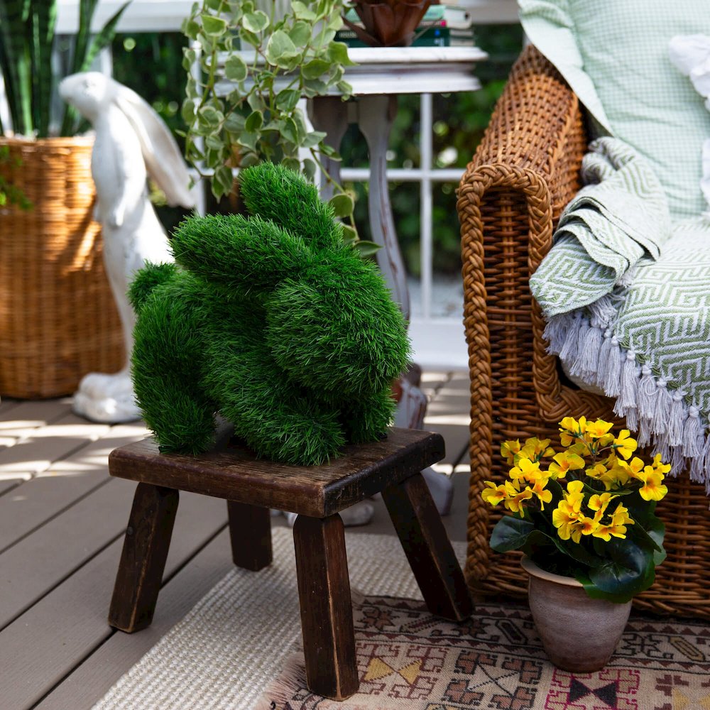14in. UV Resistant Artificial Grass Garden Plush Topiary Bunny Rabbit. Picture 7