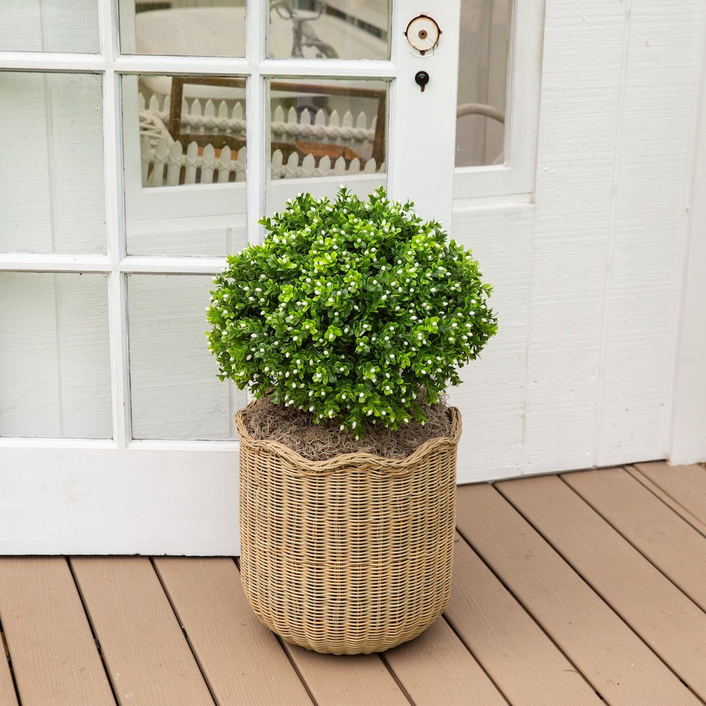 23in. UV Resistant Flowering Boxwood Topiary with Ground Stake (Indoor/Outdoor). Picture 7