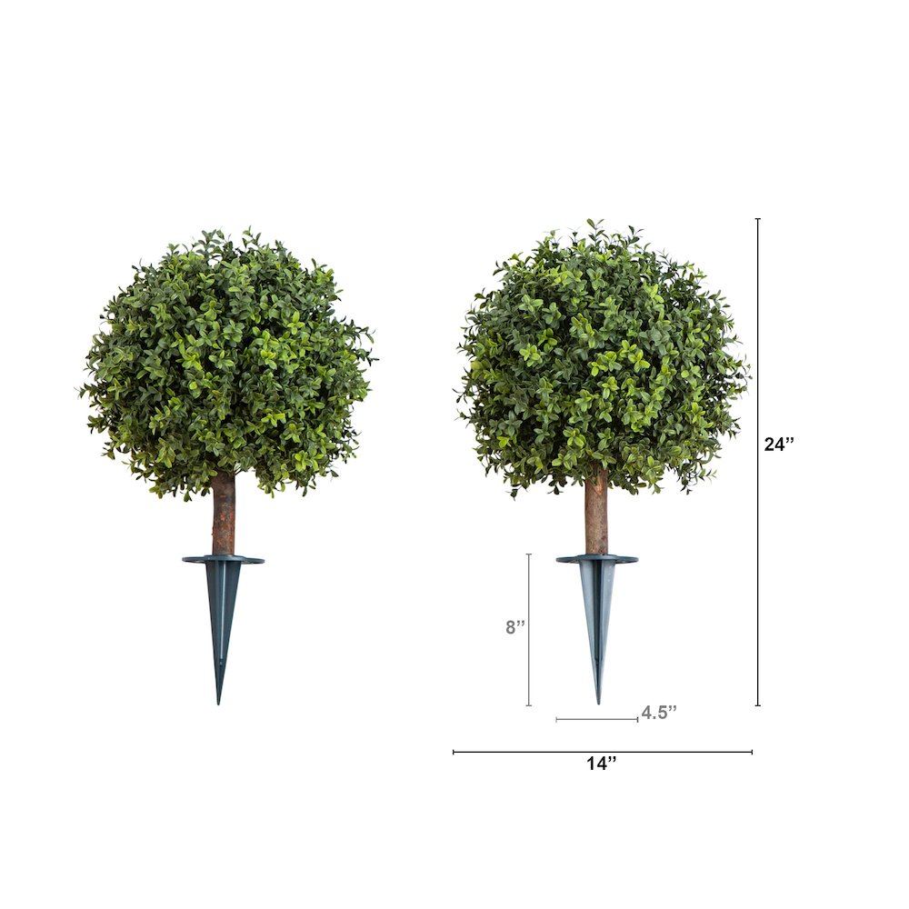 2ft. UV Resistant Boxwood Topiary with Ground Stake (Indoor/Outdoor) - Set of 2. Picture 2