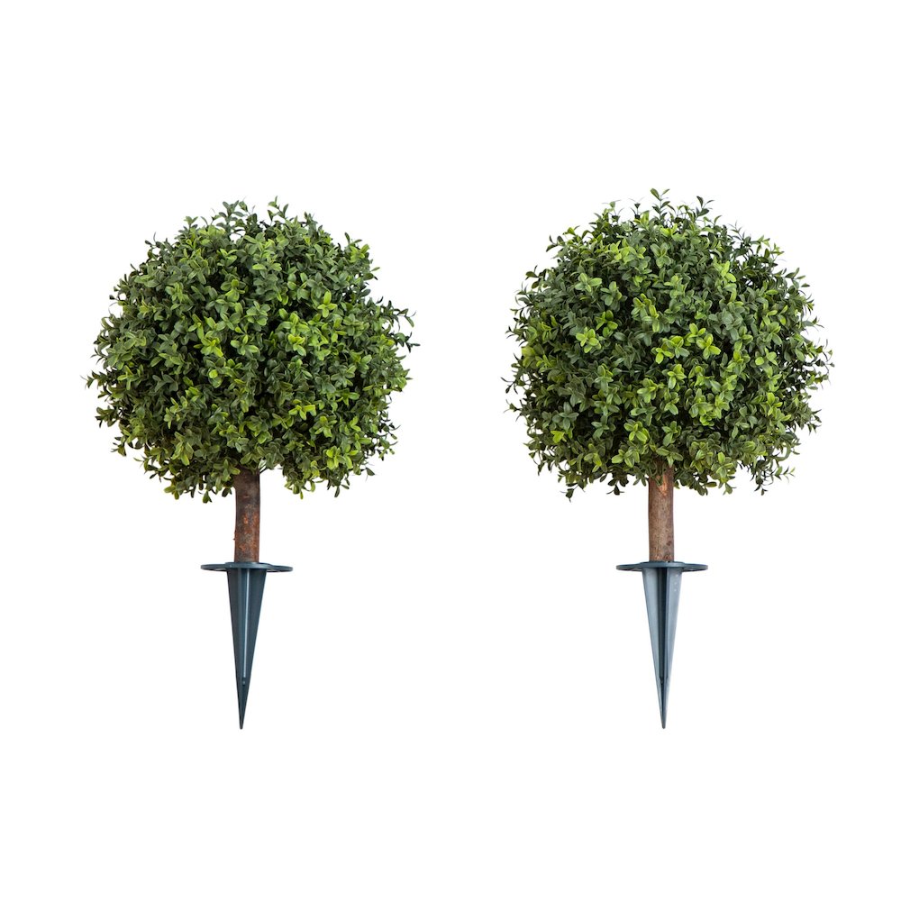2ft. UV Resistant Boxwood Topiary with Ground Stake (Indoor/Outdoor) - Set of 2. Picture 6