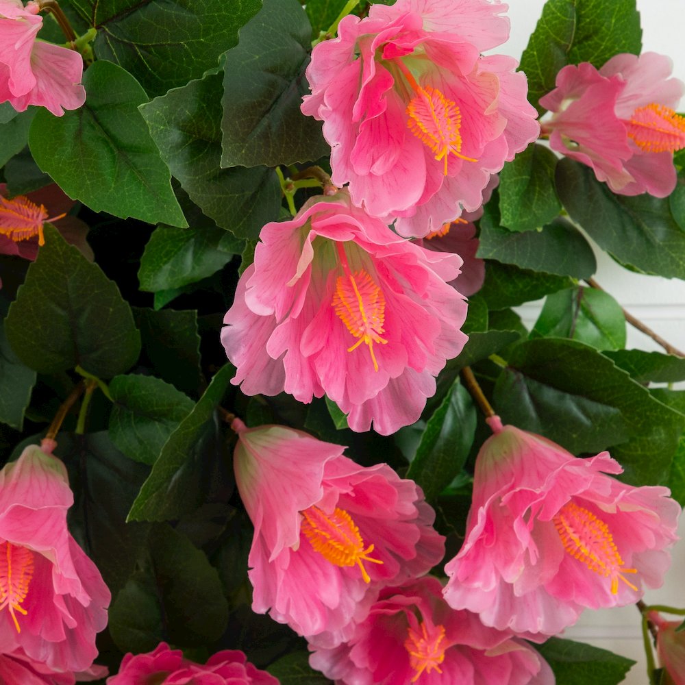 24in. UV Resistant Artificial Hibiscus Hanging Plant (Indoor/Outdoor) - Set of 2. Picture 4