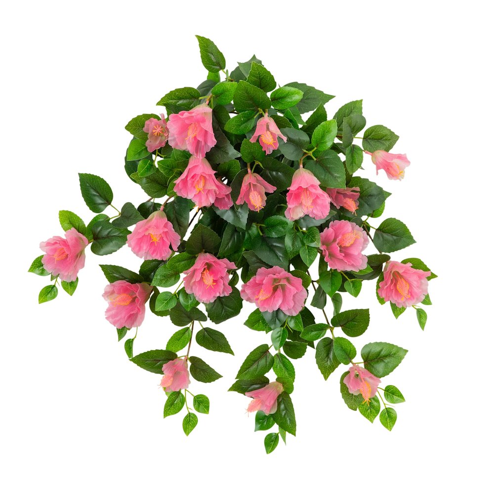 24in. UV Resistant Artificial Hibiscus Hanging Plant (Indoor/Outdoor) - Set of 2. Picture 6