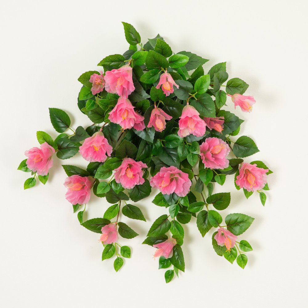 24in. UV Resistant Artificial Hibiscus Hanging Plant (Indoor/Outdoor) - Set of 2. Picture 3