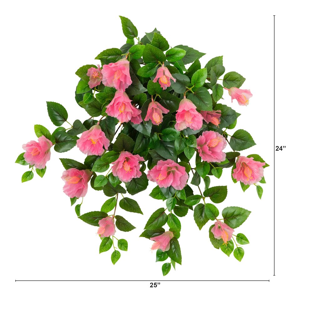 24in. UV Resistant Artificial Hibiscus Hanging Plant (Indoor/Outdoor) - Set of 2. Picture 2
