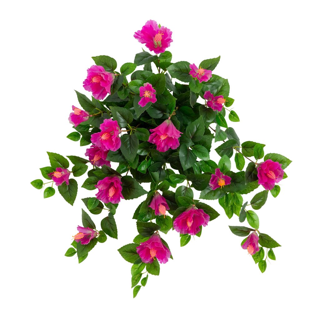 24in. UV Resistant Artificial Hibiscus Hanging Plant (Indoor/Outdoor) - Set of 2. Picture 5