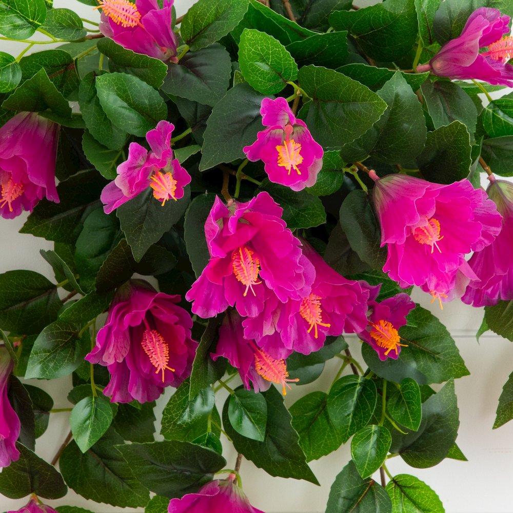 24in. UV Resistant Artificial Hibiscus Hanging Plant (Indoor/Outdoor) - Set of 2. Picture 4