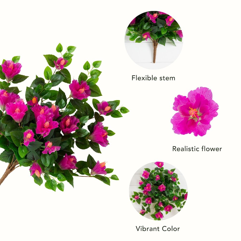 24in. UV Resistant Artificial Hibiscus Hanging Plant (Indoor/Outdoor) - Set of 2. Picture 9