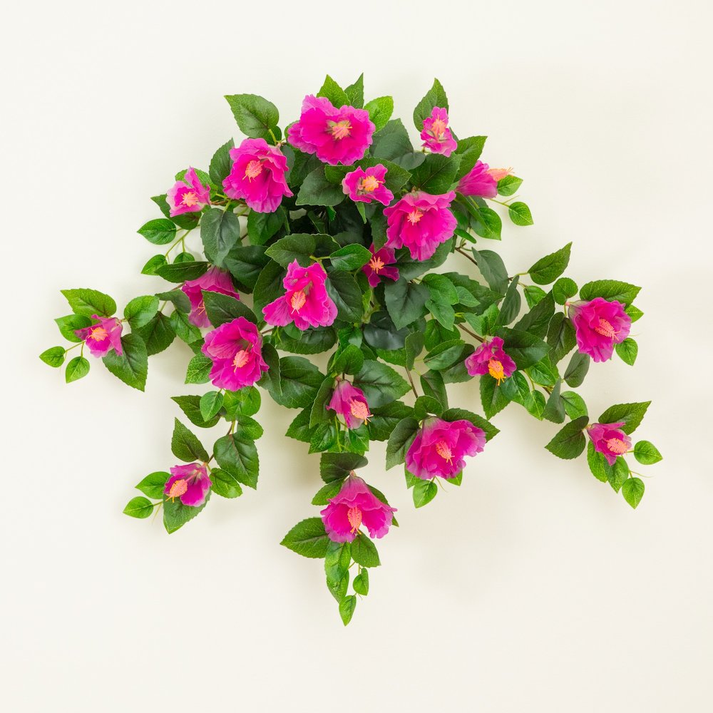 24in. UV Resistant Artificial Hibiscus Hanging Plant (Indoor/Outdoor) - Set of 2. Picture 3