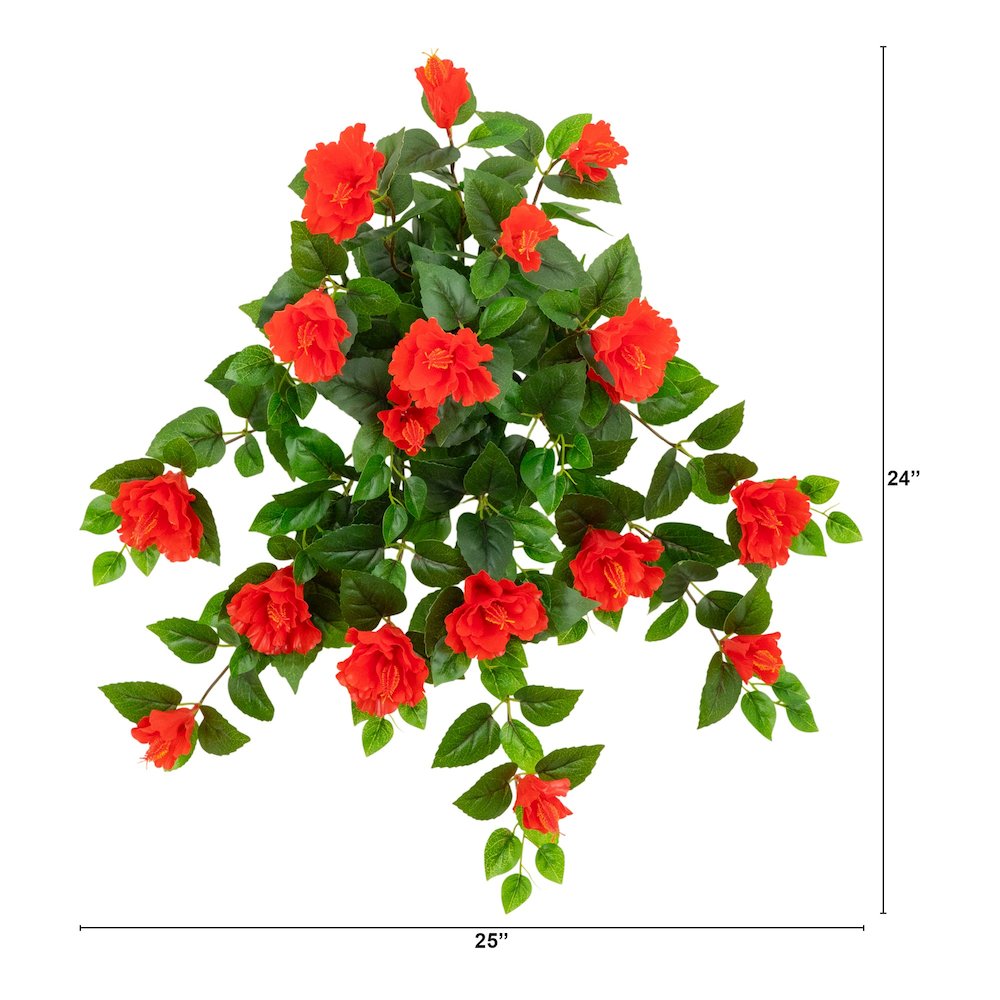 24in. UV Resistant Artificial Hibiscus Hanging Plant (Indoor/Outdoor) - Set of 2. Picture 2