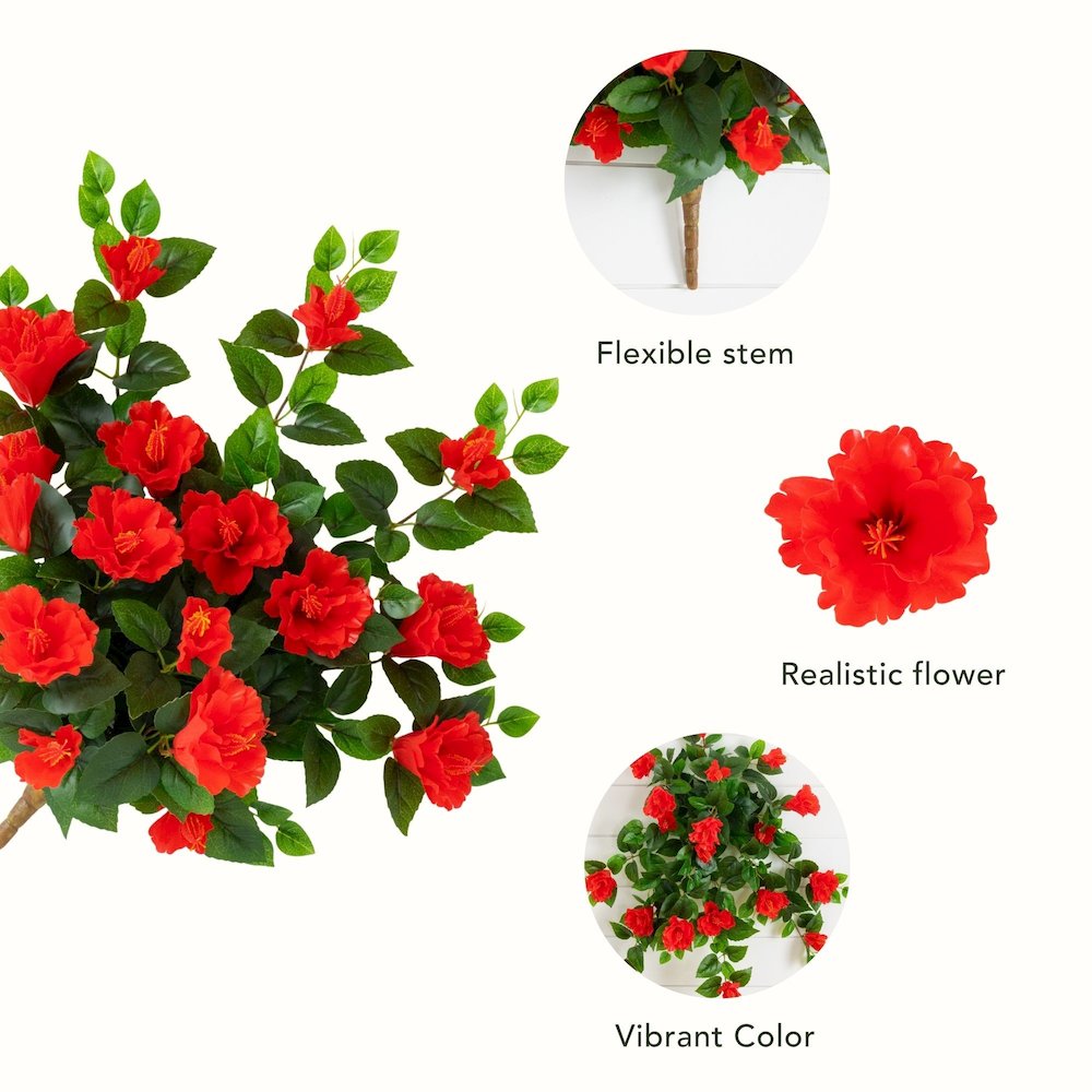 24in. UV Resistant Artificial Hibiscus Hanging Plant (Indoor/Outdoor) - Set of 2. Picture 11