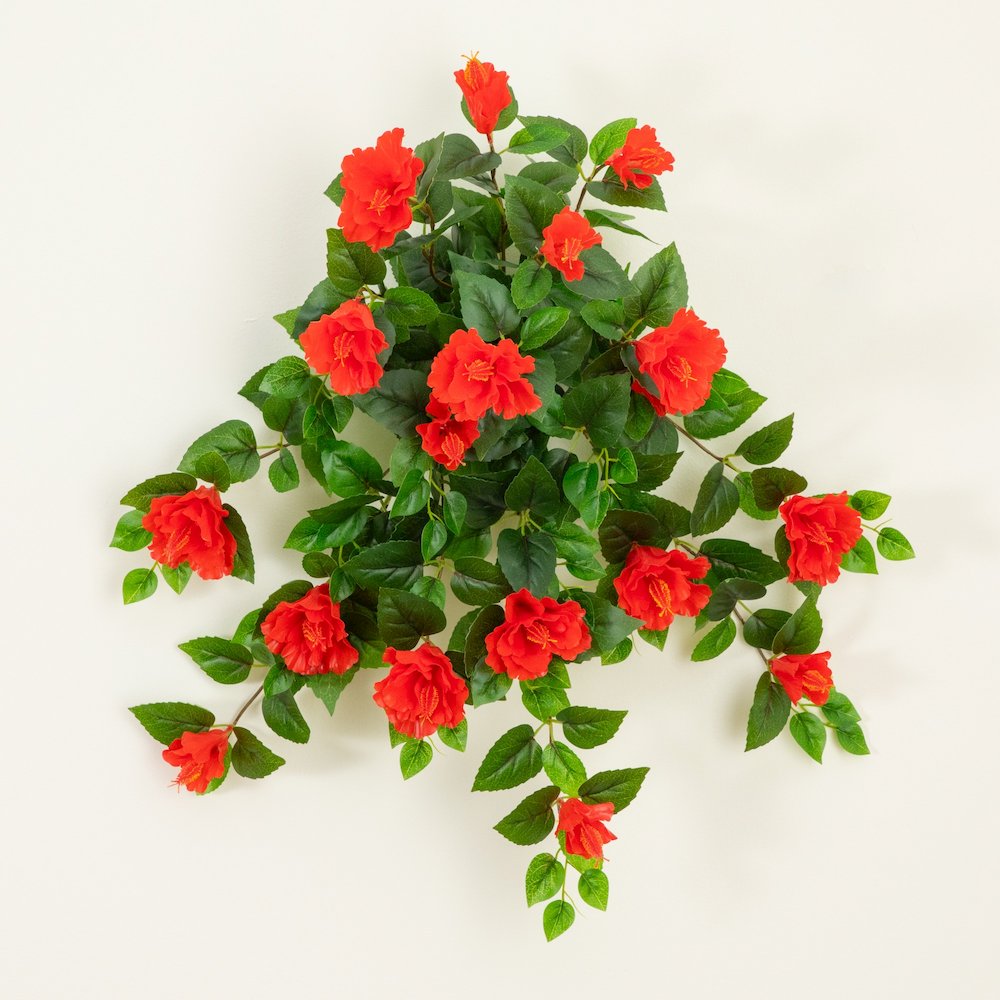 24in. UV Resistant Artificial Hibiscus Hanging Plant (Indoor/Outdoor) - Set of 2. Picture 3