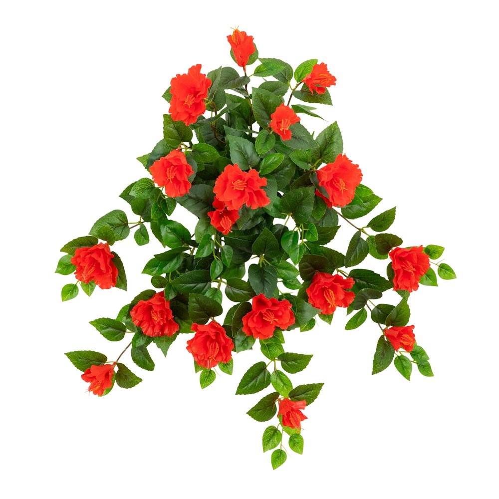 24in. UV Resistant Artificial Hibiscus Hanging Plant (Indoor/Outdoor) - Set of 2. Picture 6