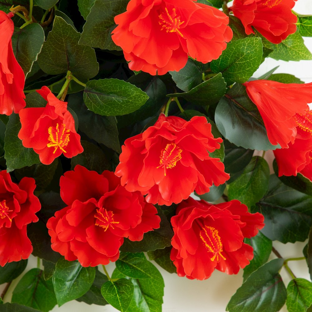 24in. UV Resistant Artificial Hibiscus Hanging Plant (Indoor/Outdoor) - Set of 2. Picture 4