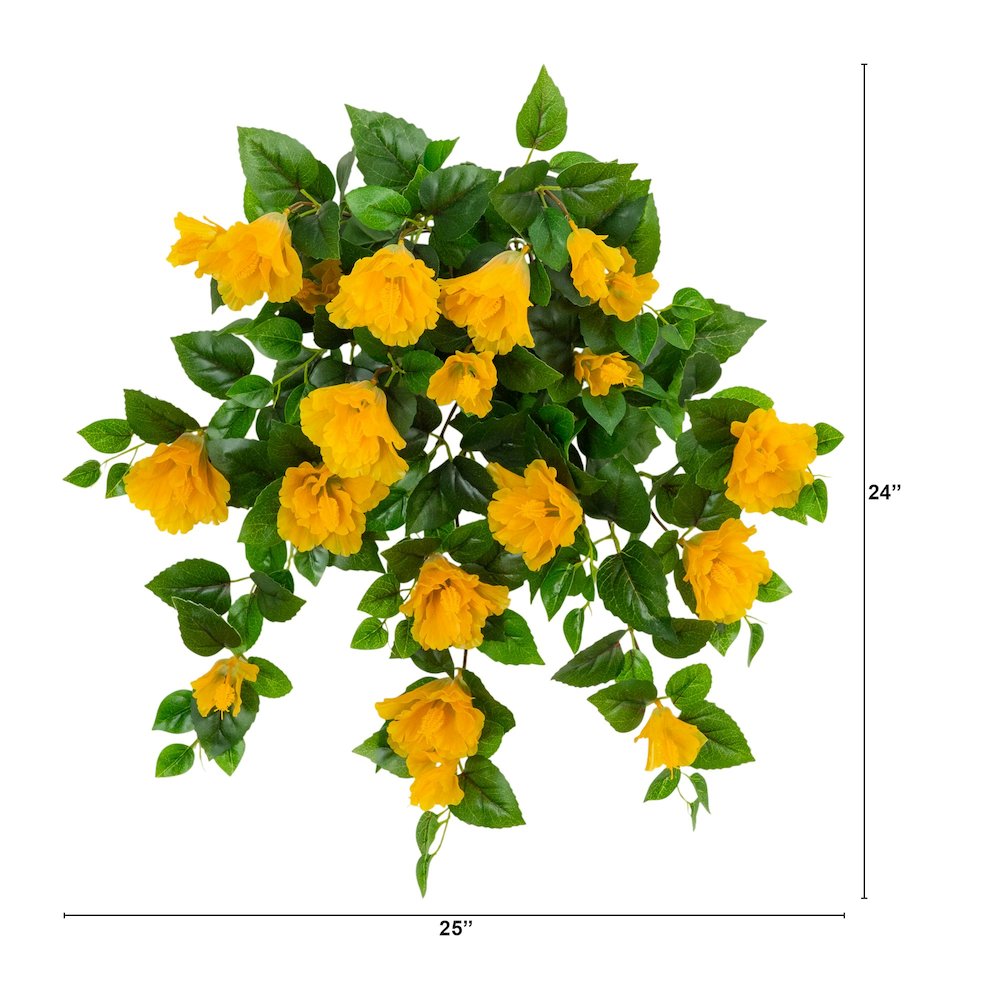 24in. UV Resistant Artificial Hibiscus Hanging Plant (Indoor/Outdoor) - Set of 2. Picture 2