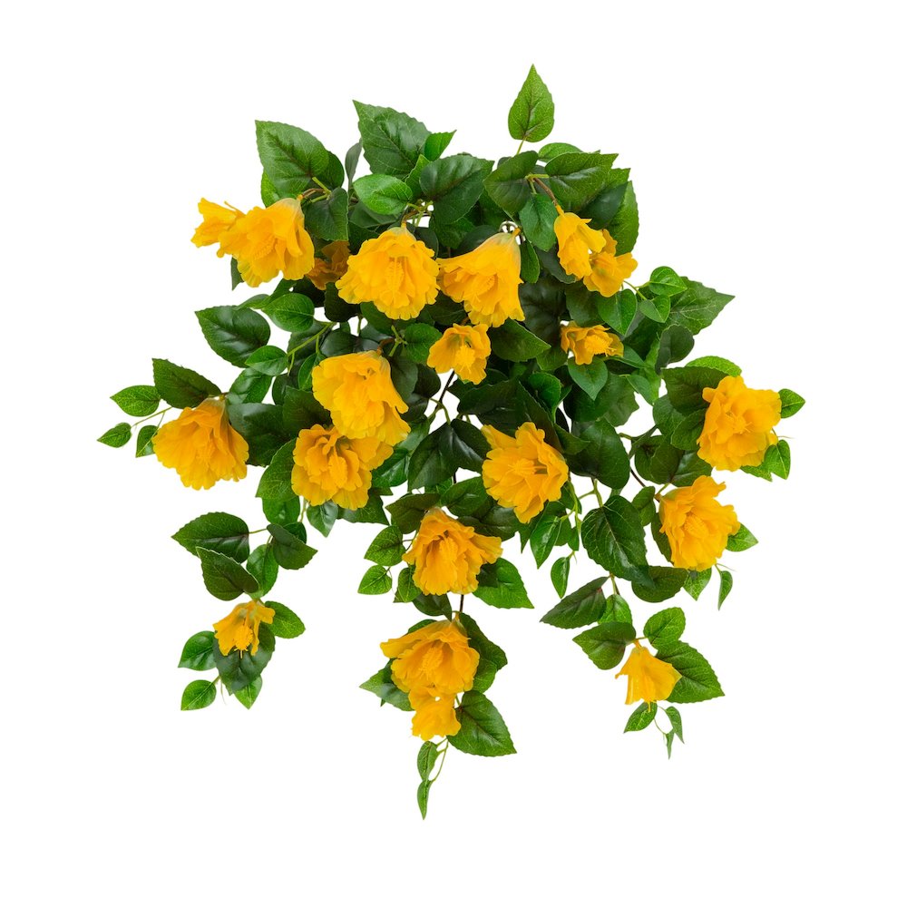 24in. UV Resistant Artificial Hibiscus Hanging Plant (Indoor/Outdoor) - Set of 2. Picture 6