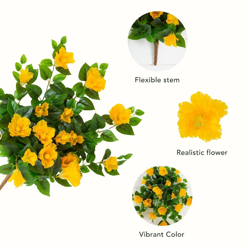 24in. UV Resistant Artificial Hibiscus Hanging Plant (Indoor/Outdoor) - Set of 2. Picture 10