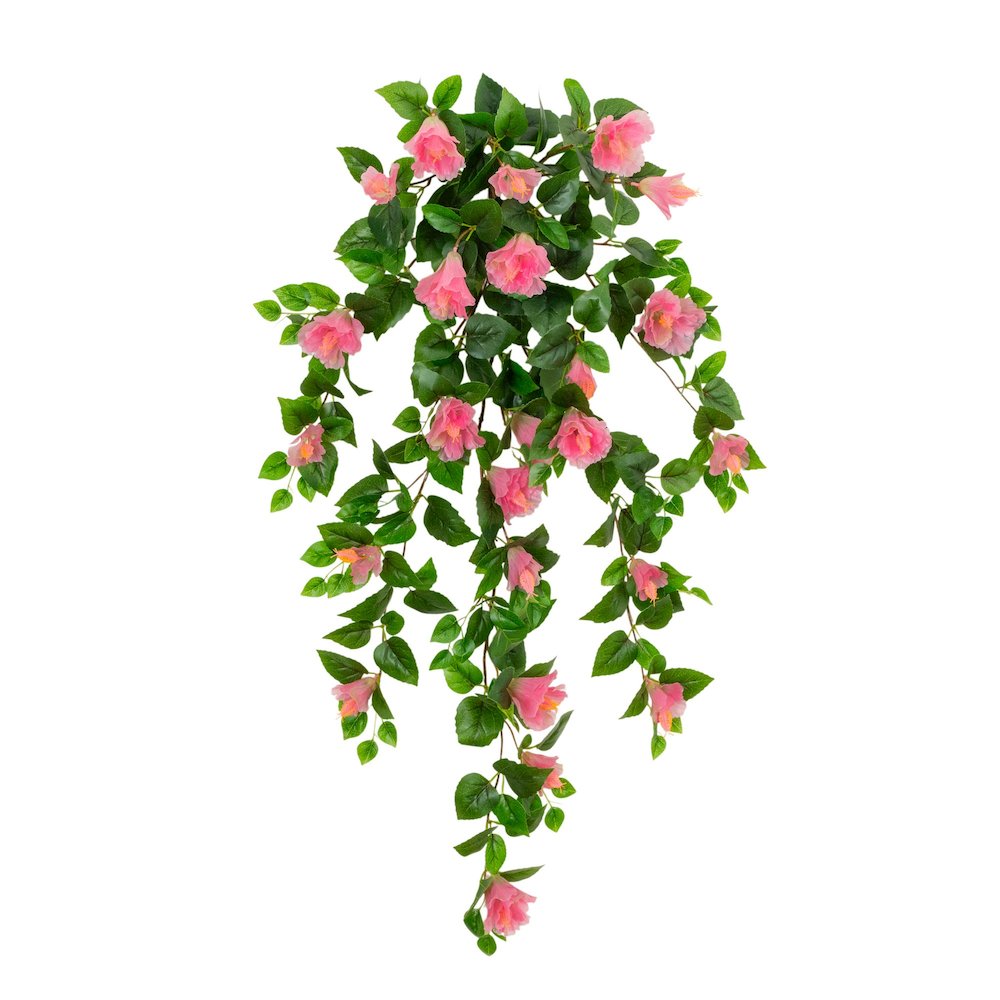 41in. UV Resistant Artificial Hibiscus Hanging Plant (Indoor/Outdoor) - Set of 2. Picture 6