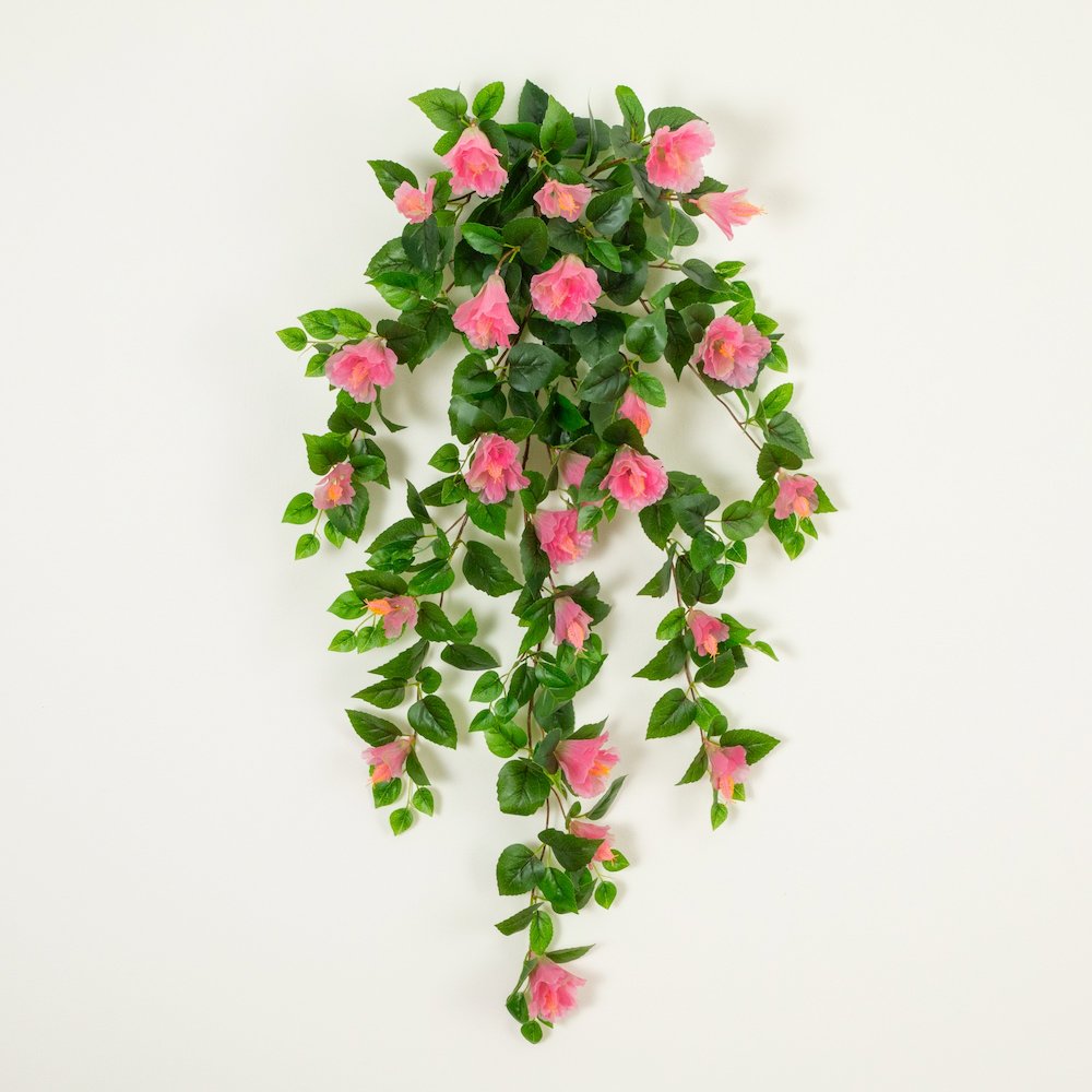 41in. UV Resistant Artificial Hibiscus Hanging Plant (Indoor/Outdoor) - Set of 2. Picture 3