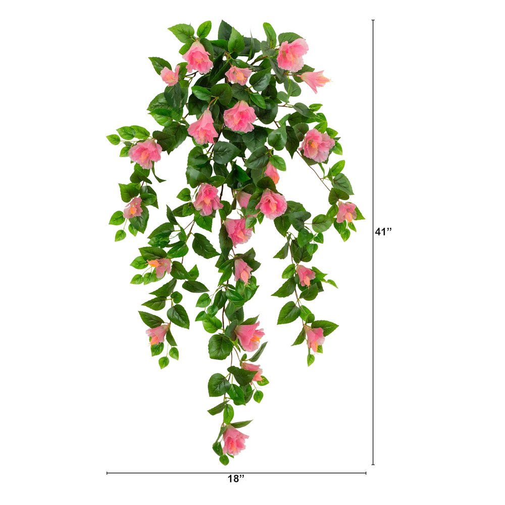 41in. UV Resistant Artificial Hibiscus Hanging Plant (Indoor/Outdoor) - Set of 2. Picture 2