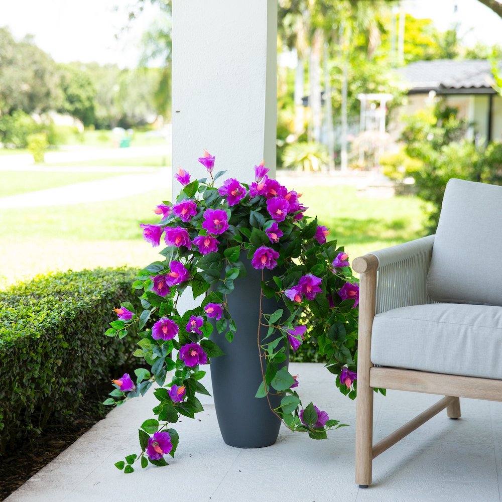 41in. UV Resistant Artificial Hibiscus Hanging Plant (Indoor/Outdoor) - Set of 2. Picture 6