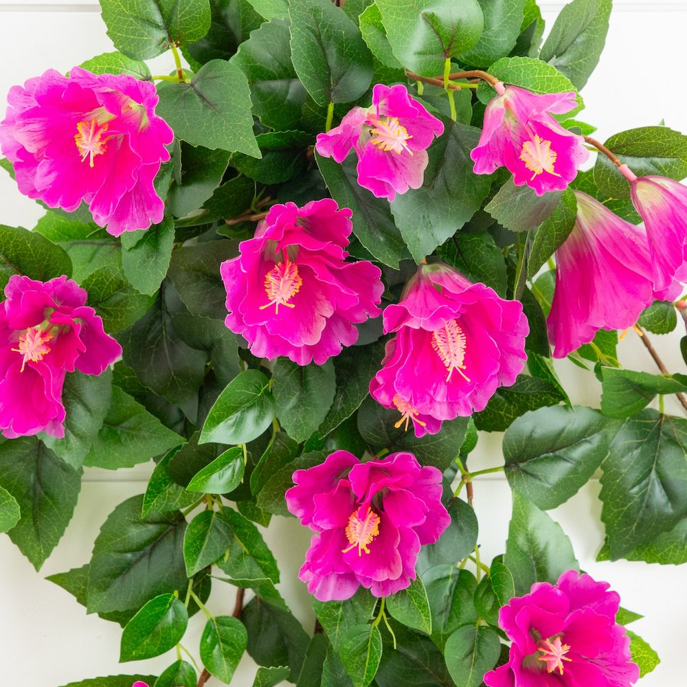 41in. UV Resistant Artificial Hibiscus Hanging Plant (Indoor/Outdoor) - Set of 2. Picture 4