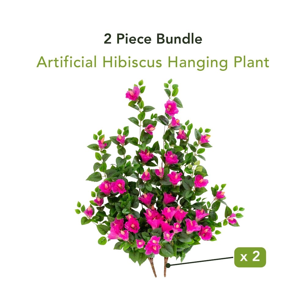 41in. UV Resistant Artificial Hibiscus Hanging Plant (Indoor/Outdoor) - Set of 2. Picture 7