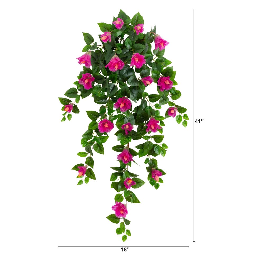 41in. UV Resistant Artificial Hibiscus Hanging Plant (Indoor/Outdoor) - Set of 2. Picture 2
