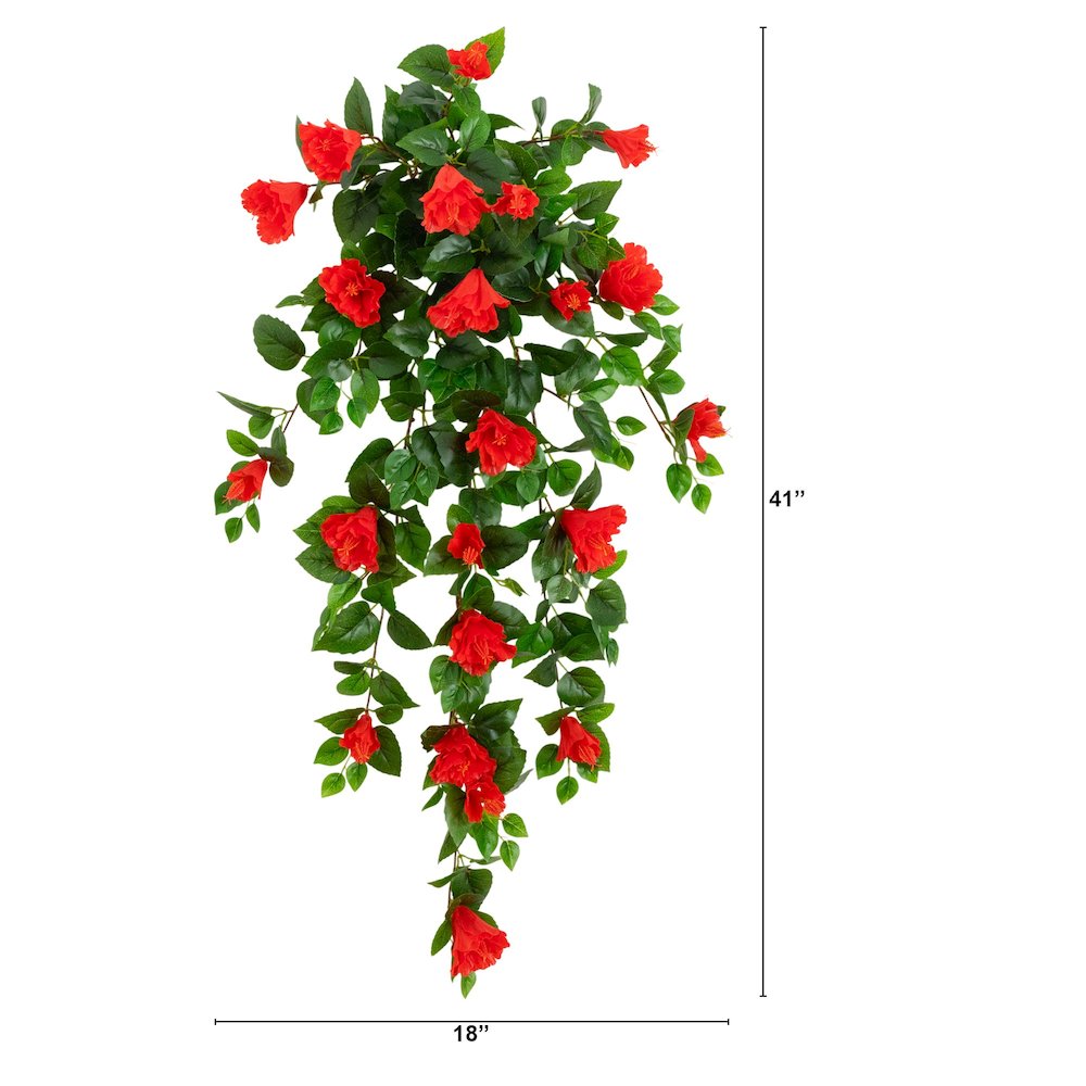 41in. UV Resistant Artificial Hibiscus Hanging Plant (Indoor/Outdoor) - Set of 2. Picture 2
