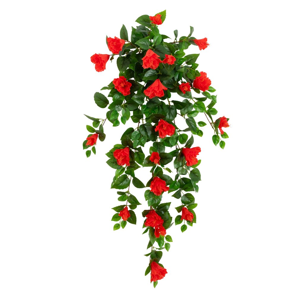 41in. UV Resistant Artificial Hibiscus Hanging Plant (Indoor/Outdoor) - Set of 2. Picture 5