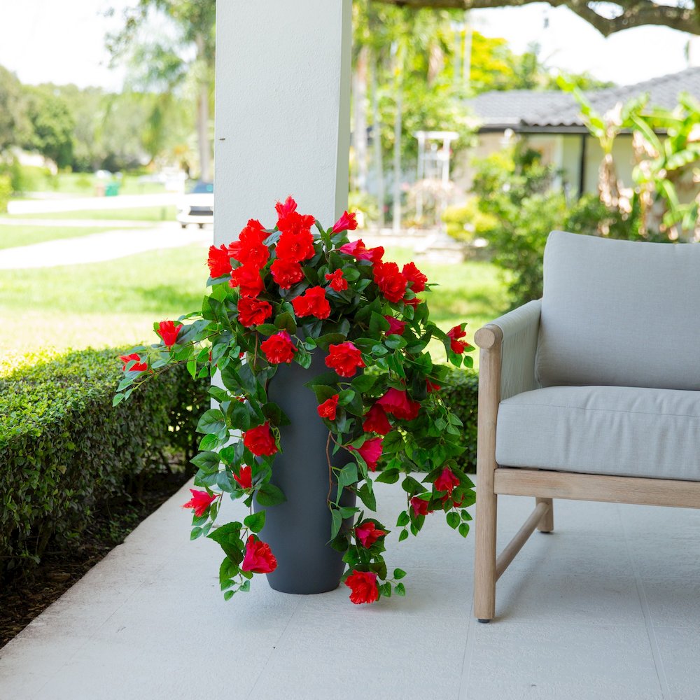 41in. UV Resistant Artificial Hibiscus Hanging Plant (Indoor/Outdoor) - Set of 2. Picture 6