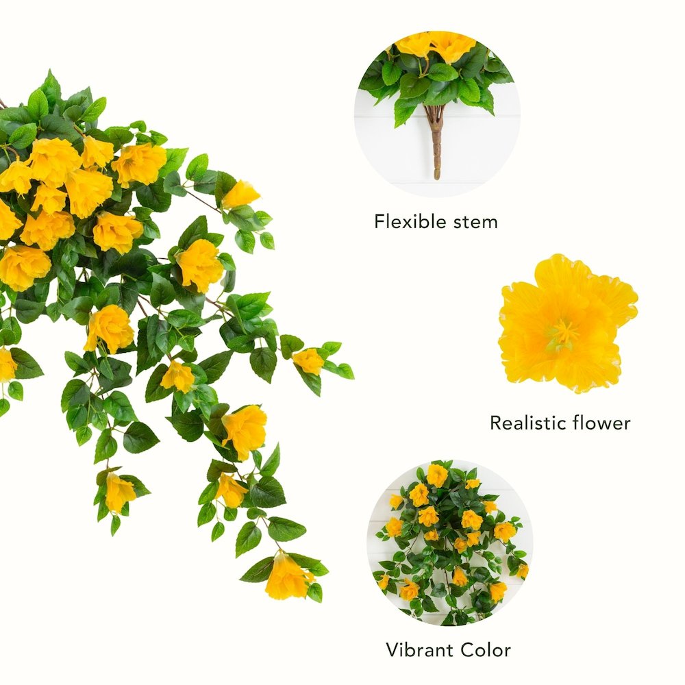 41in. UV Resistant Artificial Hibiscus Hanging Plant (Indoor/Outdoor) - Set of 2. Picture 10