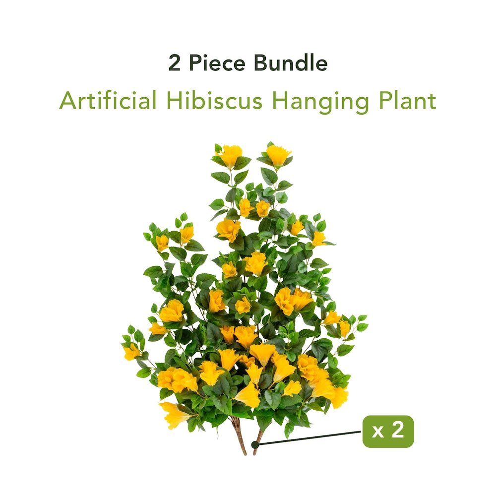 41in. UV Resistant Artificial Hibiscus Hanging Plant (Indoor/Outdoor) - Set of 2. Picture 9
