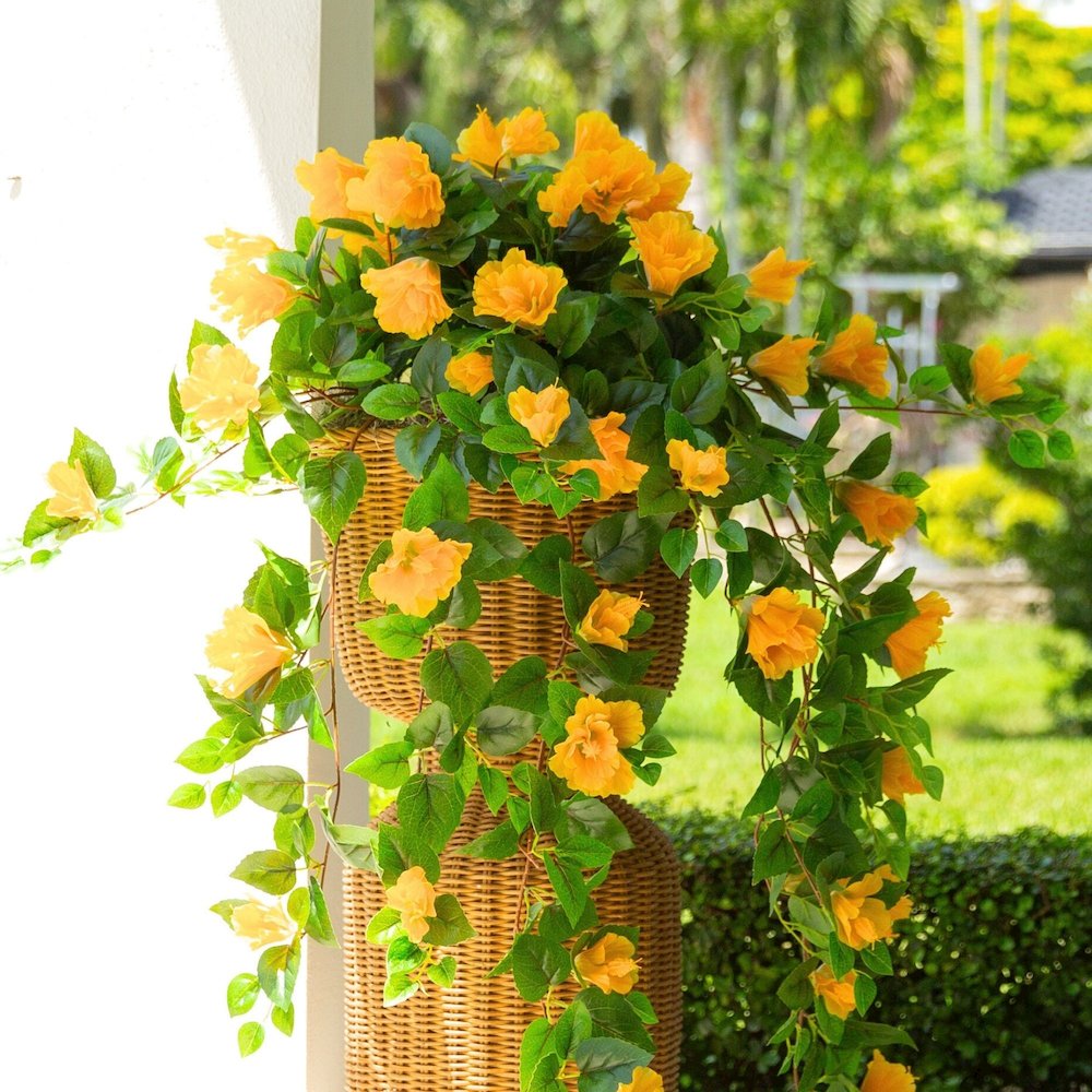 41in. UV Resistant Artificial Hibiscus Hanging Plant (Indoor/Outdoor) - Set of 2. Picture 8