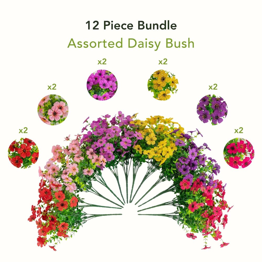 13in. UV Resistant Artificial Daisy Bush (Indoor/Outdoor) - Set of 12. Picture 12
