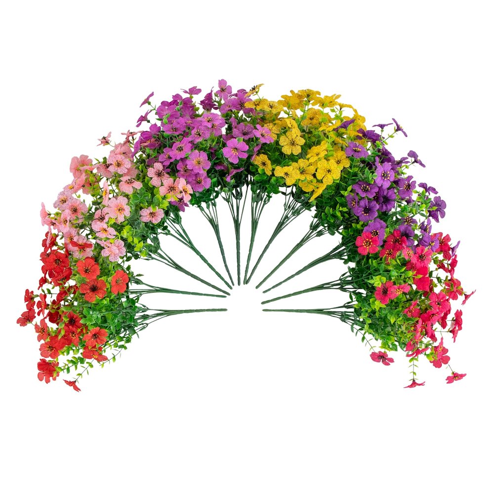 13in. UV Resistant Artificial Daisy Bush (Indoor/Outdoor) - Set of 12. Picture 1