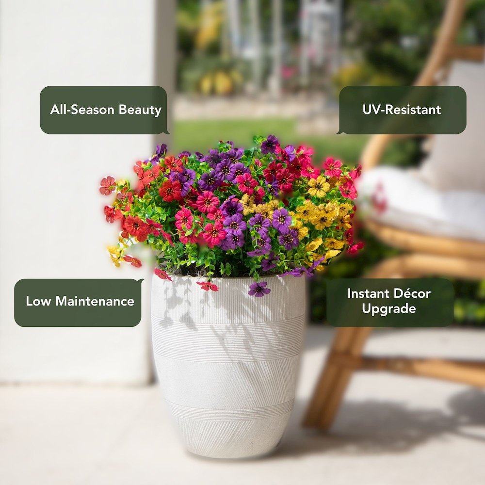 13in. UV Resistant Artificial Daisy Bush (Indoor/Outdoor) - Set of 12. Picture 9