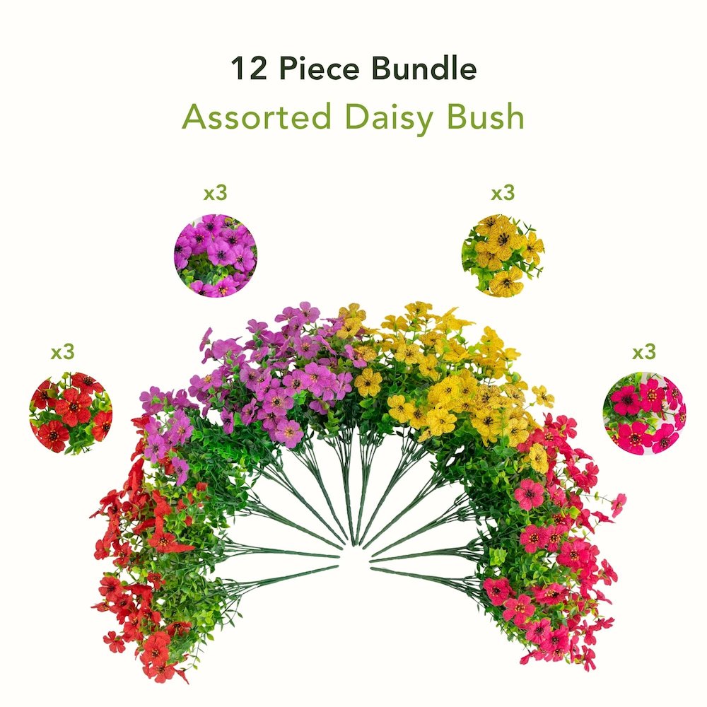 13in. UV Resistant Artificial Daisy Bush (Indoor/Outdoor) - Set of 12. Picture 10